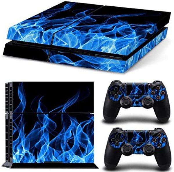 Gam3Gear Vinyl Sticker Pattern Decals Skin for PS4 Console & Controller (NOT PS4 Slim / PS4 Pro) - Blue Flame